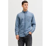 Jeanshemd JACK & JONES "JJEBROOK JJOXFORD SHIRT AKM 990 NOOS", Herren, Gr. XS, N-Gr, blau denim pack:light blau, Denim/Jeans, Obermaterial: 100% Baumwolle, unifarben, normal, Hemden Jeanshemd (7590542