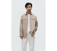 Jeanshemd JACK & JONES "JJESHERIDAN im Workwear-Stil mit robuster Baumwollqualität", Herren, Gr. L, N-Gr, beige, Web, Obermaterial: 100% Baumwolle, schmal, Hemden Jeanshemd, unifarben, modisch, slim f