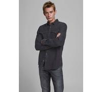 Jeanshemd JACK & JONES "JJESHERIDAN im Workwear-Stil mit robuster Baumwollqualität", Herren, Gr. M, N-Gr, schwarz, Web, Obermaterial: 100% Baumwolle, schmal, Hemden Jeanshemd, unifarben, modisch, slim