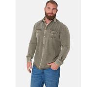 Jeanshemd JAN VANDERSTORM "Jeanshemd OLAVIK", Herren, Gr. 4XL, weit, grün (oliv), Obermaterial: 70% Baumwolle CO. 28% Polyester COOLMAX(R) PES(Coolmax). 2% Elasthan EL., Hemden Jeanshemd (32948617-4XL
