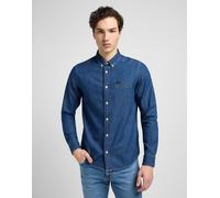 Jeanshemd LEE "LEE BUTTON DOWN", Herren, Gr. 5XL, N-Gr, grau (mid stone), Denim/Jeans, Obermaterial: 100% Baumwolle, regular fit, Hemden Jeanshemd (63057819-5XL) mid stone