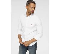 Jeanshemd LEVI'S "BATTERY HM SHIRT SLIM", Herren, Gr. S, N-Gr, weiß (reinweiß), Denim/Jeans, Obermaterial: 100% Baumwolle, unifarben, slim fit, Hemden Jeanshemd, mit Logobadge (33323335-S) reinweiß