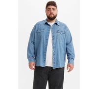 Jeanshemd LEVI'S PLUS, Herren, Gr. 5XL (76/78), N-Gr, franklin stone wash, Denim/Jeans, Obermaterial: 100% Baumwolle, bequem hüftlang, 1-Knopf-Manschette, Hemden Jeanshemd, im Westernstyle (83848341-5