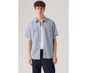 Jeanshemd LEVI'S "SS CLASSIC WESTERN", Herren, Gr. M, N-Gr, blau (picadilly stripes), Web, Obermaterial: 100% Baumwolle, regular fit normal, ohne Ausschnitt, angesetztes Bündchen, Hemden Jeanshemd, mi