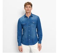 Jeanshemd OLYMP "Casual", Herren, Gr. XL, N-Gr, blau (nürnbergerblau), Denim/Jeans, Obermaterial: 100% Baumwolle, unifarben, regular fit hüftbedeckend, Rundhals, 1-Knopf-Manschette mit Schlitz,verstel
