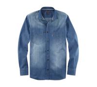 Jeanshemd OLYMP "Casual Kentkragen", Herren, Gr. XL, N-Gr, blau, Denim/Jeans, Obermaterial: 100% Baumwolle, hüftbedeckend, 1-Knopf-Manschette, Hemden Jeanshemd, Modern Fit, Kentkragen (58565312-XL) bl