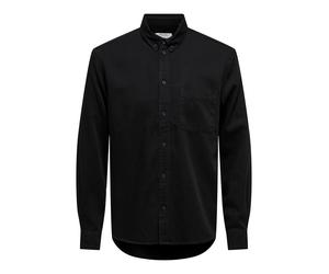 Jeanshemd ONLY & SONS "ONSORSON REGULAR YFM DNM SHIRT NOOS", Herren, Gr. M, N-Gr, schwarz denim, Web, Obermaterial: 100% Baumwolle, unifarben, regular fit normal, Hemden Jeanshemd (60978516-M) schwarz