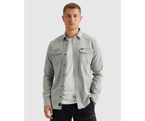 Jeanshemd PME LEGEND "Denim Shirts Sunset Greyblue Shade", Herren, Gr. 3XL, N-Gr, steel grau stretch, Denim/Jeans, Obermaterial: 75% Baumwolle, 24% Polyester, 1% Elasthan, unifarben, regular fit hüftb