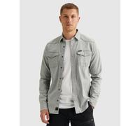 Jeanshemd PME LEGEND "Denim Shirts Sunset Greyblue Shade", Herren, Gr. L, N-Gr, steel grau stretch, Denim/Jeans, Obermaterial: 75% Baumwolle, 24% Polyester, 1% Elasthan, unifarben, regular fit hüftbed