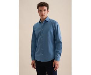 Jeanshemd SEIDENSTICKER, Herren, Gr. XL43, normale Ärmellängen, blau, 100% Baumwolle, unifarben, regular fit, 2-Knopf-Manschette, Hemden Jeanshemd, Regular 1/1 Kentkragen Denim (60924741-43) blau