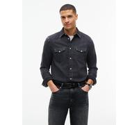 Jeanshemd TOMMY HILFIGER "WESTERN DENIM", Herren, Gr. XL (54/56), N-Gr, schwarz (mick dunkelgrau), Denim/Jeans, Obermaterial: 100% Baumwolle, regular fit normal, Manschette, Hemden Jeanshemd, Regular 