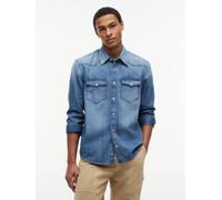 Jeanshemd TOMMY JEANS "REGULAR DENIM WESTERN", Herren, Gr. XL (54/56), N-Gr, blau (denim medium), Denim/Jeans, Obermaterial: 100% Baumwolle, regular fit normal, Manschette, Hemden Jeanshemd (65021956-