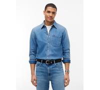 Jeanshemd TOMMY JEANS "REGULAR SHIRT", Herren, Gr. XL (54/56), N-Gr, blau (denim medium), Denim/Jeans, Obermaterial: 100% Baumwolle, unifarben, regular fit normal, Rundhals, eingesetzt Manschette, Hem