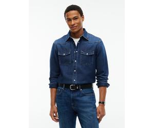 Jeanshemd TOMMY JEANS "REGULAR WESTERN SHIRT", Herren, Gr. L (52), N-Gr, denim schwarz, Denim/Jeans, Obermaterial: 100% Baumwolle, unifarben, regular fit normal, Rundhals, eingesetzt Manschette, Hemde