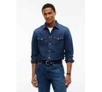 Jeanshemd TOMMY JEANS "REGULAR WESTERN SHIRT", Herren, Gr. M (48/50), N-Gr, denim schwarz, Denim/Jeans, Obermaterial: 100% Baumwolle, unifarben, regular fit normal, Rundhals, eingesetzt Manschette, He