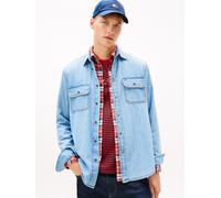 Jeanshemd TOMMY JEANS "TJM DENIM RELAXED FIT", Herren, Gr. XXL (58), N-Gr, blau (denim medium), Denim/Jeans, Obermaterial: 100% Baumwolle, relaxed fit, Manschette, Hemden Jeanshemd (67528114-XXL) deni
