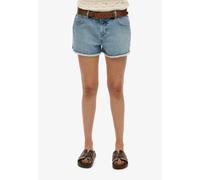 Jeanshotpants SUPERDRY "MID RISE DENIM HOT SHORT", Damen, Gr. 27, N-Gr, blau (ice pool pale blau), Denim/Jeans, Obermaterial: 100% Baumwolle, unifarben, slim fit kniefrei, Jeans Jeanshotpants (7479716