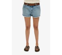 Jeanshotpants SUPERDRY "MID RISE DENIM HOT SHORT", Damen, Gr. 30, N-Gr, blau (ice pool pale blau), Denim/Jeans, Obermaterial: 100% Baumwolle, unifarben, slim fit kniefrei, Jeans Jeanshotpants (7479716