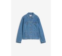 Jeansjacke BONPRIX, Damen, Gr. 36, blau (hellblau denim), Denim/Jeans, Obermaterial: 82% Baumwolle, 17% Polyester, 1% Elasthan, Abriebeffekte, unifarben, bequem, 1-Knopf-Manschette, Jacken Jeansjacke,