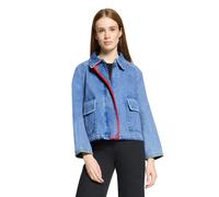Jeansjacke AMBER & JUNE "Damen mit aufgesetzten Taschen", Damen, Gr. 40, middle blau melange, Web, Obermaterial: 100% Baumwolle, oversize, Jacken Jeansjacke (33034765-40) middle blau melange