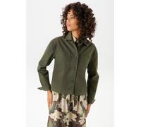 Jeansjacke ANISTON CASUAL, Damen, Gr. 46, grün (khaki), Twill, Obermaterial: 100% Baumwolle, unifarben, lässig geschnitten kurz, 1-Knopf-Manschette, Jacken Jeansjacke, mit tonigen Knöpfen zu schließen