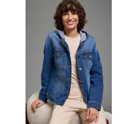 Jeansjacke ARIZONA, Damen, Gr. 40, blau (blau used), Denim/Jeans, Obermaterial: 98% Baumwolle, 2% Elasthan, unifarben, regular fit hüftlang, 1-Knopf-Manschette, Jacken Jeansjacke, mit Kapuze, Regular