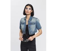 Jeansjacke ARIZONA, Damen, Gr. 46, blau (blau used), Denim/Jeans, Obermaterial: 98% Baumwolle, 2% Elasthan, Basic, figurbetont extrakurz, 2-Naht-Ärmel Bündchen, Jacken Jeansjacke, aus Baumwollmischung