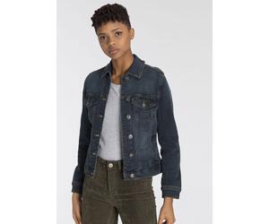 Jeansjacke ARIZONA, Damen, Gr. 46, blau (dunkelblau us), Denim/Jeans, Obermaterial: 98% Baumwolle, 2% Elasthan, Basic, figurbetont kurz, abgestepptes Bündchen mit Knöpfen, Jacken Jeansjacke, aus Baumw