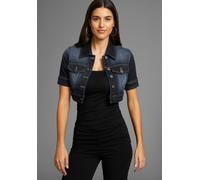 Jeansjacke ARIZONA, Damen, Gr. 48, blau (dunkelblau us), Denim/Jeans, Obermaterial: 98% Baumwolle, 2% Elasthan, Basic, figurbetont extrakurz, 2-Naht-Ärmel Bündchen, Jacken Jeansjacke, aus Baumwollmisc