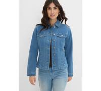 Jeansjacke BONPRIX, Damen, Gr. 36, hellblau denim, Denim/Jeans, Obermaterial: 82% Baumwolle, 17% Polyester, 1% Elasthan, Abriebeffekte, unifarben, bequem, 1-Knopf-Manschette, Jacken Jeansjacke, bequem