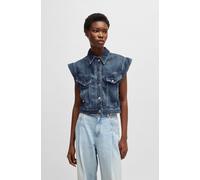 BOSS Ärmellose Jacke im Boxy-Fit aus indigoblauem Denim - Style C_DENIM VEST 1.0, 50534189 Blau M