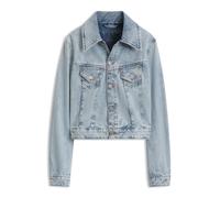 Jeansjacke BOSS ORANGE "TRUCKER JKT Premium Damenmode", Damen, Gr. M, blau (open blau 460), Denim/Jeans, Obermaterial: 100% Baumwolle, slim fit normal, 1-Knopf-Manschette mit Schlitz, Jacken Jeansjack