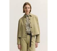 Jeansjacke BUGATTI "Loose Fit", Damen, Gr. 40, beige (160, oliv), 66% Baumwolle, 34% Lyocell, unifarben, loose fit, Jacken Jeansjacke, Loose Fit Baumwolle Lyocell Hemdkragen (61270121-40) 160, oliv