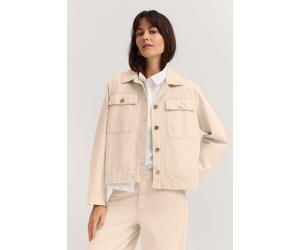 Jeansjacke BUGATTI "Loose Fit", Damen, Gr. 46, 50, beige, 100% Baumwolle, unifarben, loose fit, Jacken Jeansjacke, aus Baumwolle mit Hemdkragen (54871157-46) 50, beige