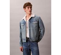 Jeansjacke CALVIN KLEIN JEANS "90S SHERPA TRUCKER TINTED THUNDR", Herren, Gr. XXL, tinted thundra, Denim/Jeans, Obermaterial: 100% Baumwolle, unifarben, regular fit normal, Rundhals, eingesetzt angese
