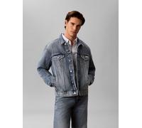 Jeansjacke CALVIN KLEIN JEANS "ANDREW CLASSIC TRUCKER", Herren, Gr. L, blau (blau denim), Denim/Jeans, Obermaterial: 100% Baumwolle, unifarben, bequem hüftlang, 1-Knopf-Manschette, Jacken Jeansjacke,