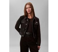 Jeansjacke CALVIN KLEIN JEANS "CROP 90S", Damen, Gr. XXL (46), ck essential schwarz, Web, Obermaterial: 100% Baumwolle, unifarben, schmal taillenbedeckt, Rundhals, 1-Knopf-Manschette mit Schlitz, Jack