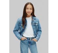 Jeansjacke CALVIN KLEIN JEANS, Jungen, Gr. 12 (152), cloudy blau, Web, Obermaterial: 99% Baumwolle, 1% Elasthan, unifarben, regular fit normal, Rundhals, eingesetzt 1-Knopf-Manschette mit Schlitz, Jac