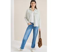 Jeansjacke CECIL, Damen, Gr. L (42), vanilleweiß, Web, 98% Baumwolle, 2% Elasthan, gestreift, comfort fit normal, V-Ausschnitt, Bündchen, Jacken Jeansjacke, im Denim-Style (53657505-L) vanilleweiß