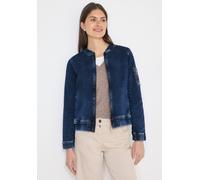 Jeansjacke CECIL, Damen, Gr. S (38), blau (mid blau used wash), Web, 98% Baumwolle, 2% Elasthan, unifarben, comfort fit normal, hoch geschlossener Ausschnitt, normaler Saum, Jacken Jeansjacke, im Deni
