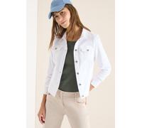 Jeansjacke CECIL, Damen, Gr. XL (44), weiß, Web, 98% Baumwolle, 2% Elasthan, unifarben, comfort fit normal, V-Ausschnitt, Bündchen, Jacken Jeansjacke, aus Baumwolle mit Stretchanteil (41379633-XL) wei