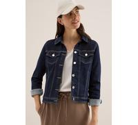 Jeansjacke CECIL, Damen, Gr. XS (36), blau (rinsed wash), Jeans, 91% Baumwolle, 7% Polyester, 2% Elasthan, unifarben, casual, comfort fit normal, V-Ausschnitt, Langarm Manschette, Jacken, mit Knopflei