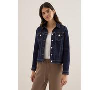 Jeansjacke CECIL, Damen, Gr. XXL (46), blau (rinsed wash), Jeans, 91% Baumwolle, 7% Polyester, 2% Elasthan, unifarben, casual, comfort fit normal, V-Ausschnitt, Langarm Manschette, Jacken, mit Knopfle