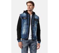 Jeansjacke CIPO & BAXX "CJ307", Herren, Gr. L, blau, Stoff, 100% Baumwolle, unifarben, slim fit normal, Manschette, Jacken Jeansjacke, Abgerundet mit metallischen Details (94307558-L) blau