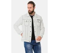 Jeansjacke CIPO & BAXX "CJ289", Herren, Gr. S, weiß, Stoff, 100% Baumwolle, unifarben, regular fit normal, V-Ausschnitt, 1-Knopf-Manschette, Jacken Jeansjacke, mit Knopfleiste (24931124-S) weiß