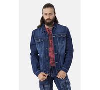 Jeansjacke CIPO & BAXX "CJ289", Herren, Gr. XL, blau (dunkelblau), Stoff, 100% Baumwolle, unifarben, regular fit normal, V-Ausschnitt, 1-Knopf-Manschette, Jacken Jeansjacke, mit Knopfleiste (13106812-