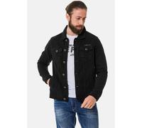 Jeansjacke CIPO & BAXX "CJ289", Herren, Gr. XL, schwarz (flatschwarz), Stoff, 100% Baumwolle, unifarben, regular fit normal, V-Ausschnitt, 1-Knopf-Manschette, Jacken Jeansjacke, mit Knopfleiste (33508