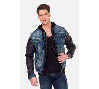 Jeansjacke CIPO & BAXX "Jacke", Herren, Gr. S, blau, Stoff, 100% Baumwolle, unifarben, regular fit normal, Jacken Jeansjacke, mit Metall Patch am Oberarm, C-1290 (93616957-S) blau
