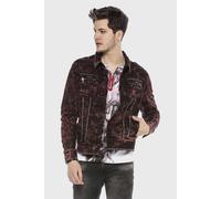Jeansjacke CIPO & BAXX "Jacke", Herren, Gr. XL, rot (burgundy), Stoff, 98% Baumwolle, 2% Elasthan, gemustert, regular fit normal, Jacken Jeansjacke, mit modischen Details (48028445-XL) burgundy