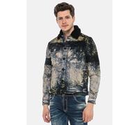 Jeansjacke CIPO & BAXX "Jacke", Herren, Gr. XL, schwarz, Stoff, 98% Baumwolle 2% Elasthan, unifarben, regular fit normal, V-Ausschnitt, Jacken Jeansjacke, mit Hemdkragen, CJ245 (48809857-XL) schwarz